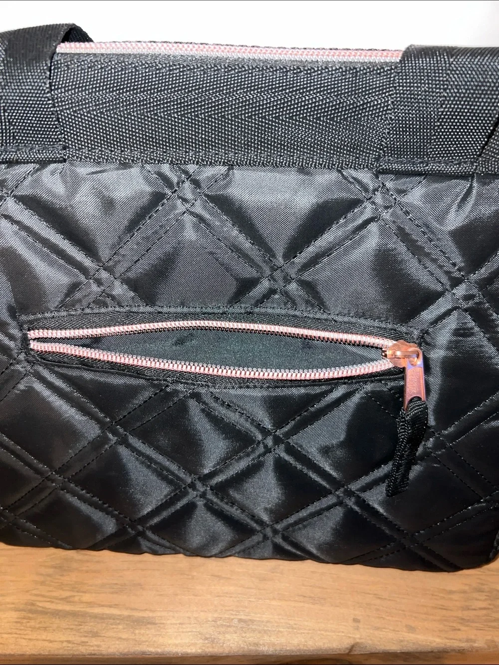 Black Quilted Lunch/Tote Bag with Rose Gold Accent - Picture 6 of 11